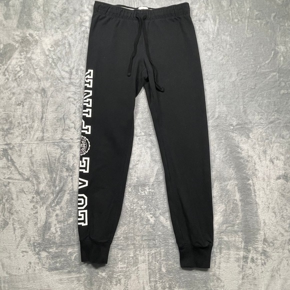 PINK Victoria's Secret Pants - PINK Victoria's Secret Joggers Women Small Black Graphic Logo Sweatpants S